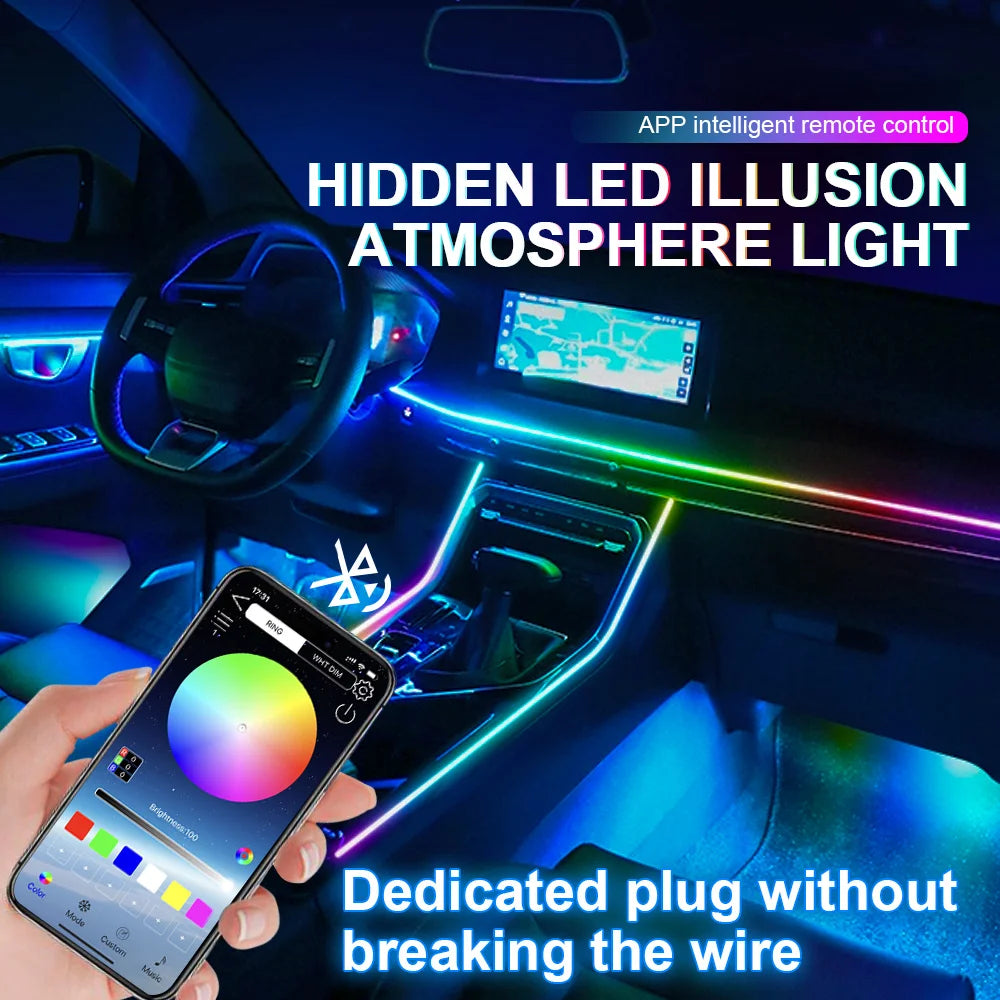 14 / 18-in-1 RGB Acrylic Car Ambient Light Kit — 64 / 213 Colour Symphony Streamer, App Control