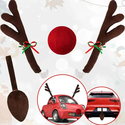 Christmas Car Decoration Kit — Reindeer Antlers &amp; Nose