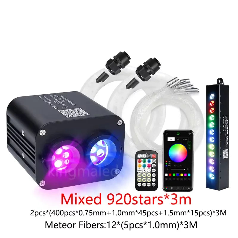 20W Twinkle  Car Roof Star Light with RGB Meteor Music APP Control Fiber Optic Star Ceiling Light Kit for Starry Sky ceiling