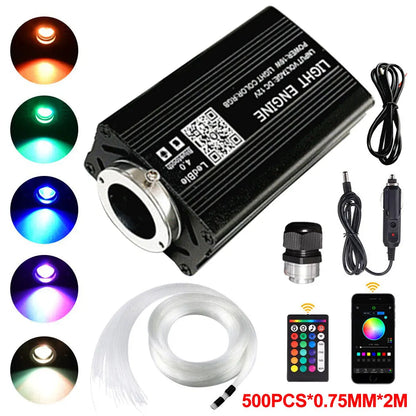 Car Starry Sky Fibre Optic Light — RGB 12W 8 Colour, Music &amp; Voice Control
