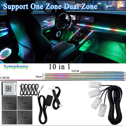 14 / 18-in-1 RGB Acrylic Car Ambient Light Kit — 64 / 213 Colour Symphony Streamer, App Control
