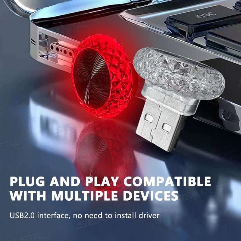 Portable USB Mini LED Car Ambient Atmosphere Lamp — Plug &amp; Play Interior Light