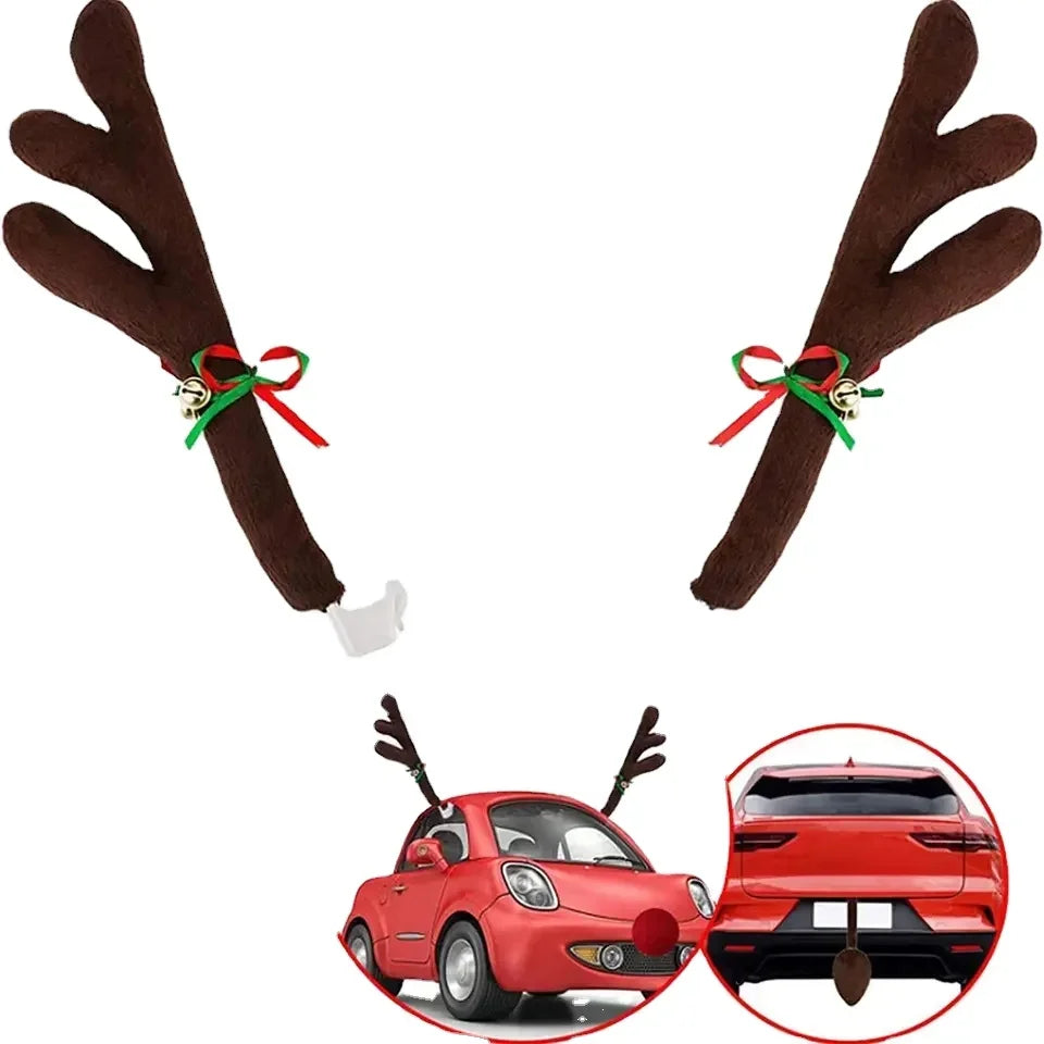 Christmas Car Decoration Kit — Reindeer Antlers &amp; Nose