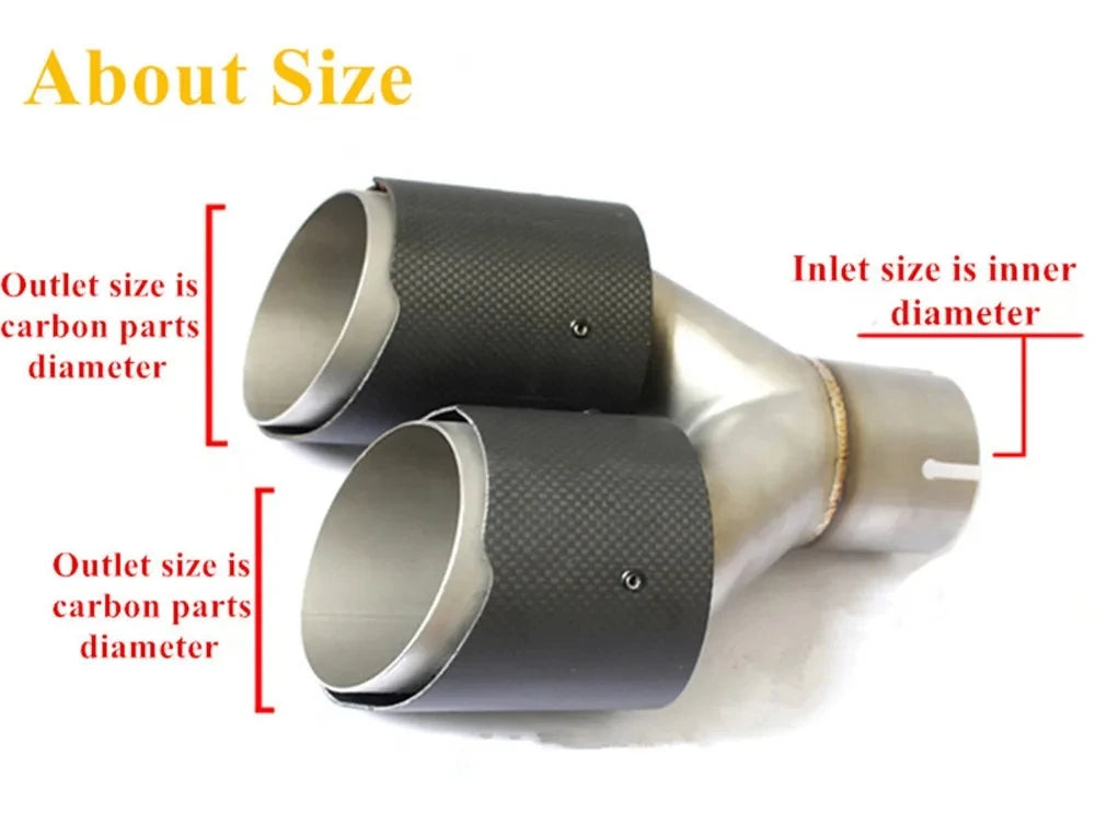 Exhaust Tip Dual Blue Glossy Carbon Fiber Double Universal