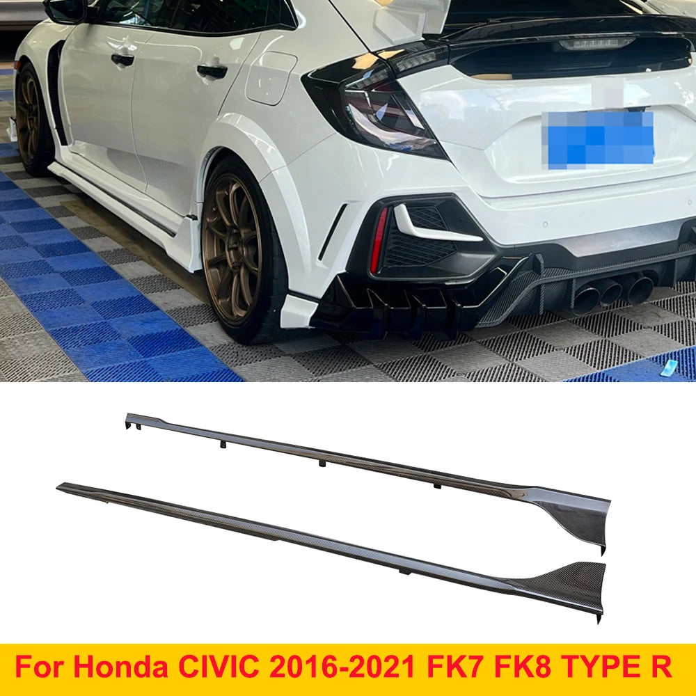 Honda Civic FK7 FK8 Carbon Fiber Side Skirts 2016–2021