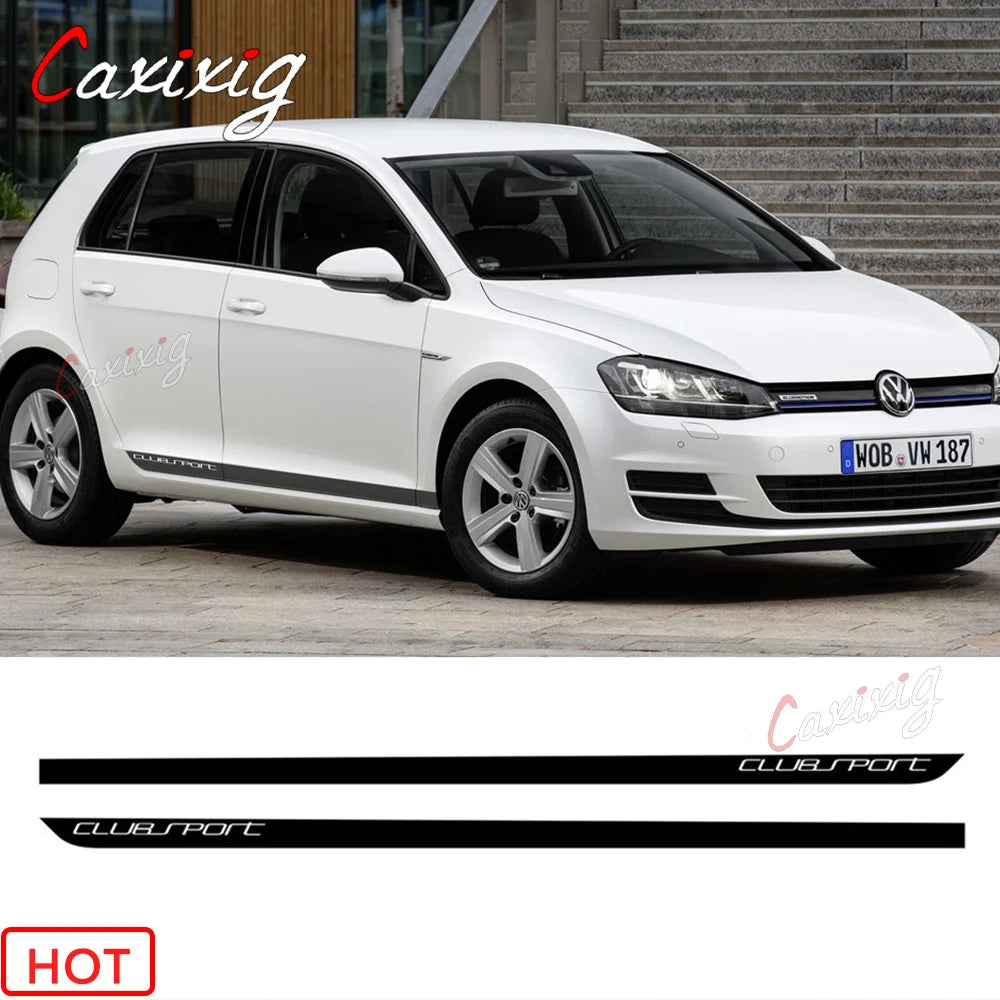 Sport Stripes Car Door Side Skirt Sticker Carbon Fiber Volkswagen