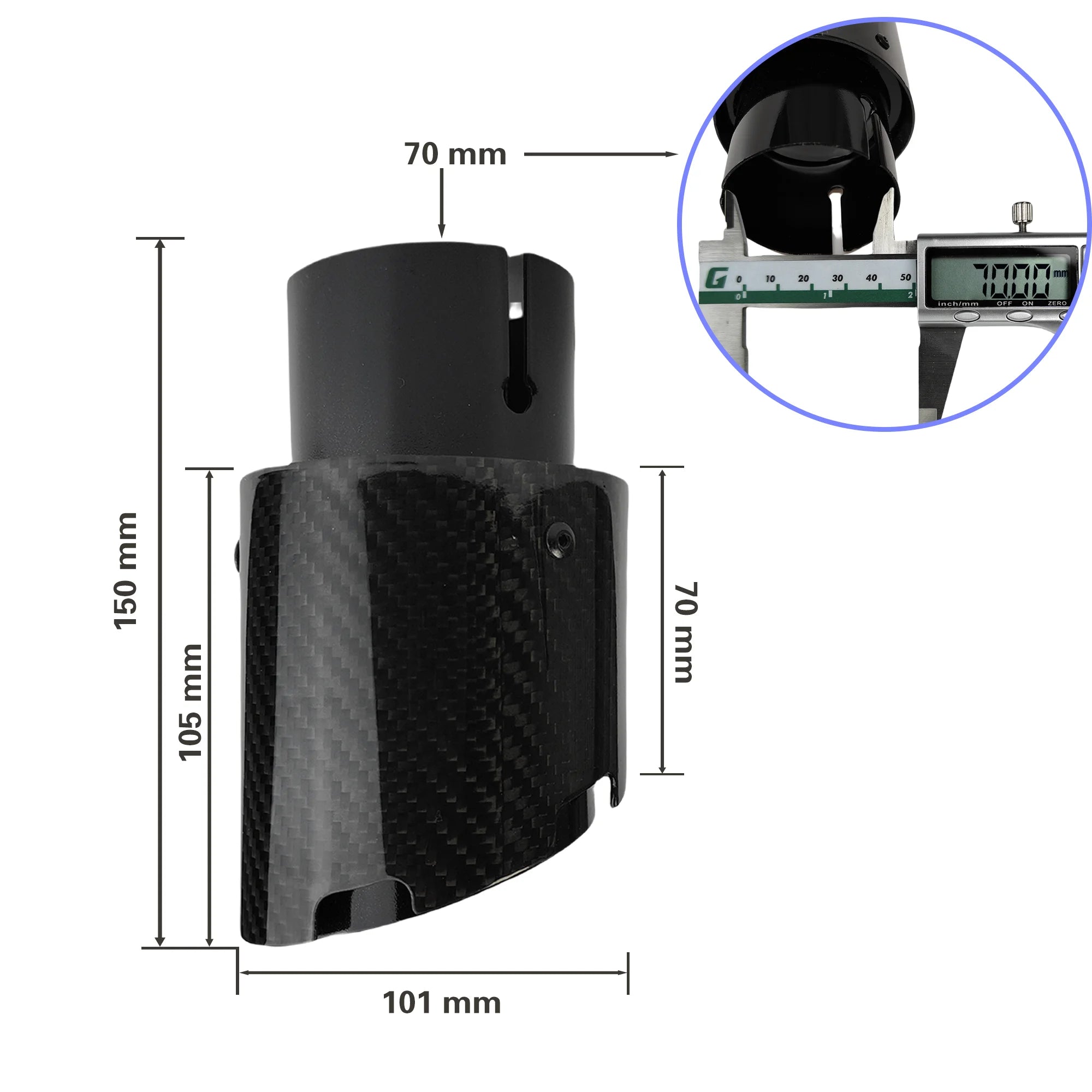 Universal Car Carbon Fiber Tail Throat Stainless Steel