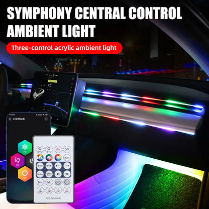18-in-1 Symphony RGB LED Car Ambient Light Kit — App Control Acrylic Strip