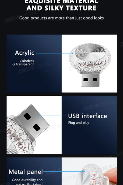 Portable USB Mini LED Car Ambient Atmosphere Lamp — Plug &amp; Play Interior Light