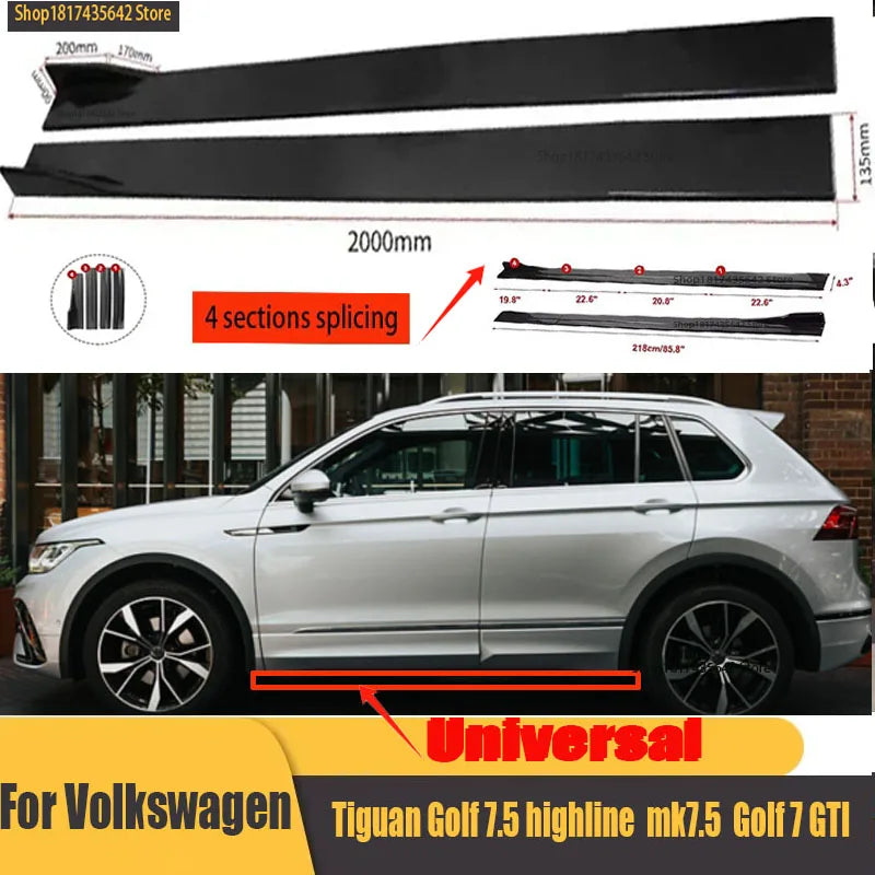 Universal 2.2m Side Skirts VW Polo - Tiguan - Golf - Jetta - Beetle - Eos Scirocco