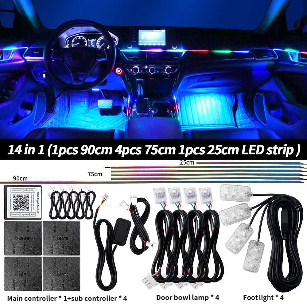 6/10/14/18 in 1 Led Car Ambient Lights RGB