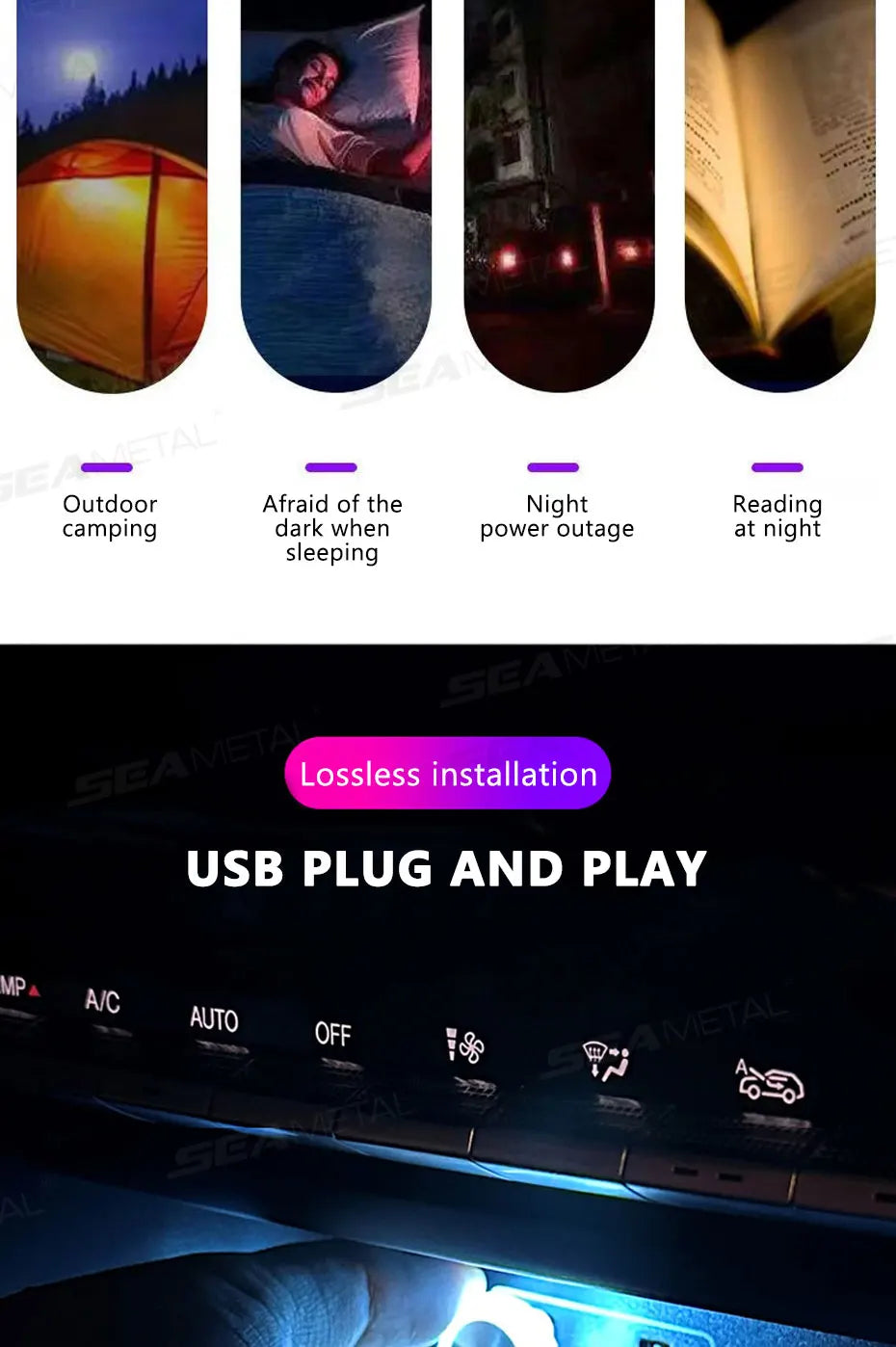 Portable USB Mini LED Car Ambient Atmosphere Lamp — Plug &amp; Play Interior Light