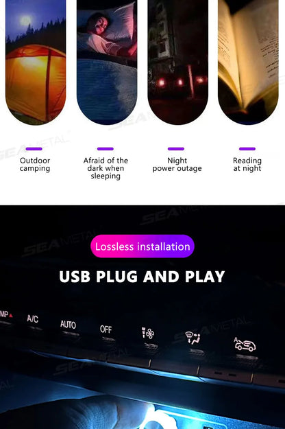 Portable USB Mini LED Car Ambient Atmosphere Lamp — Plug &amp; Play Interior Light