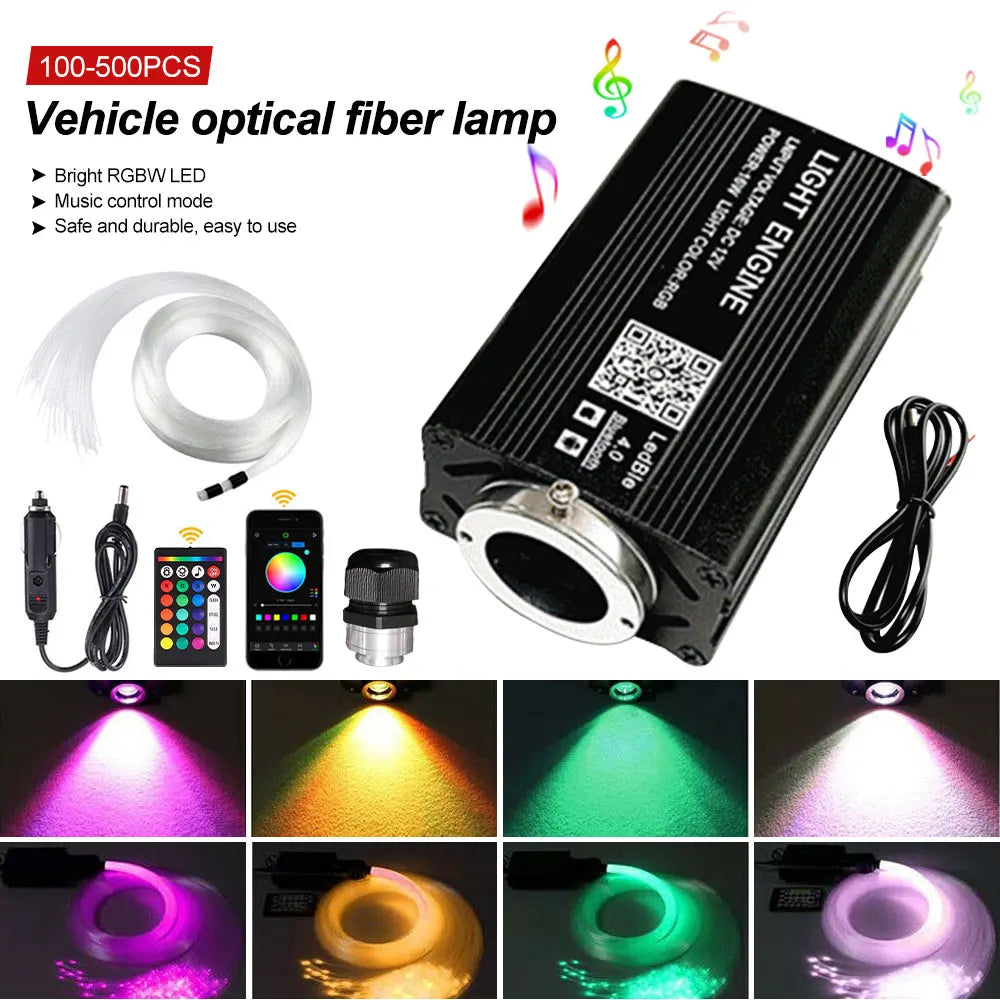 Car Starry Sky Fibre Optic Light — RGB 12W 8 Colour, Music &amp; Voice Control