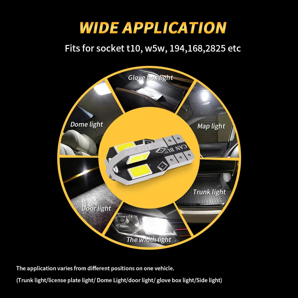 T10 Car Led Light Bulb W5W LED Canbus No Error Super Bright Car Interior Light SMD Auto Bulb White Amber Red Reading Dome Lamp