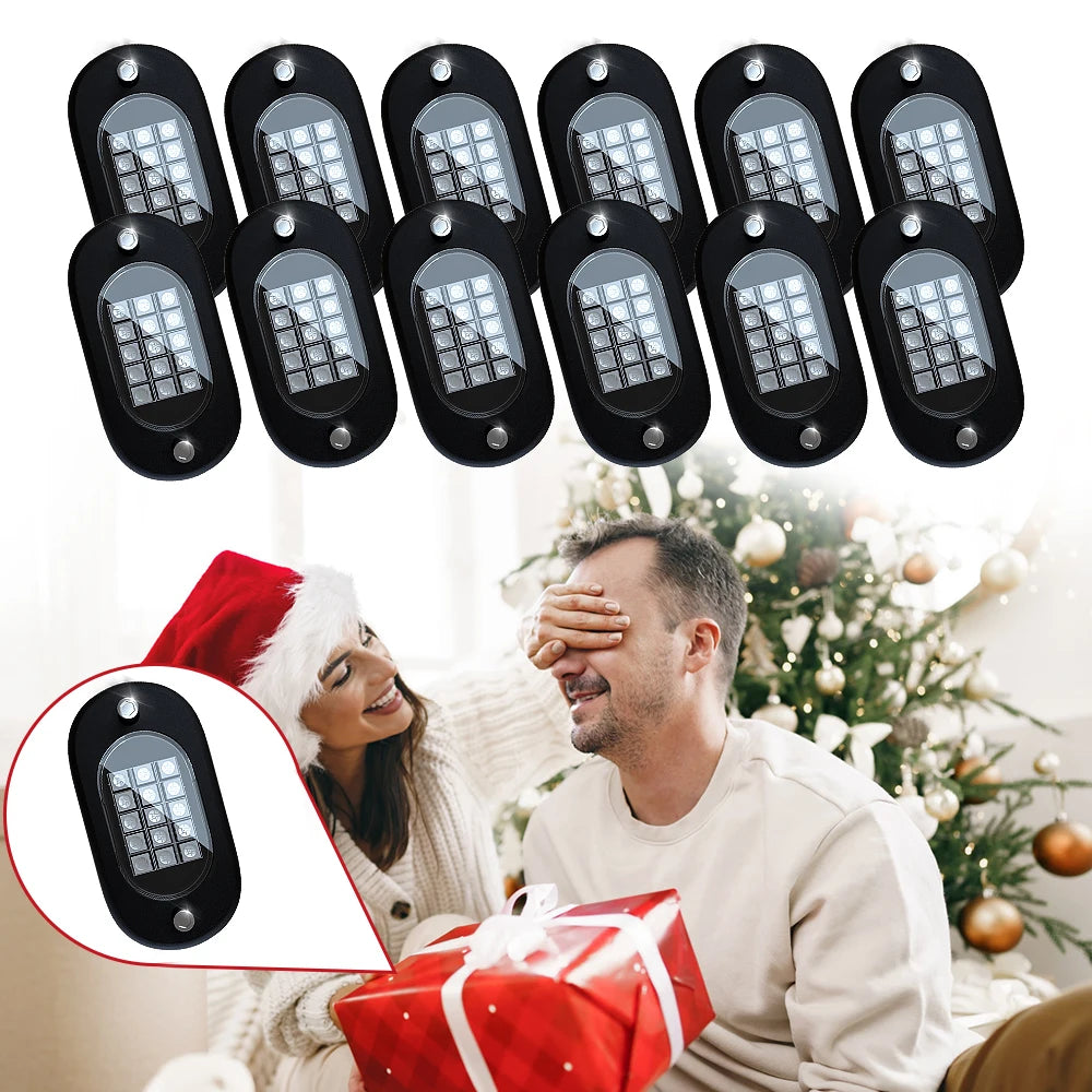 Honalia RGB LED Rock Lights — 4 / 6 / 8 / 10 / 12 Pod Kit, App Control, IP68