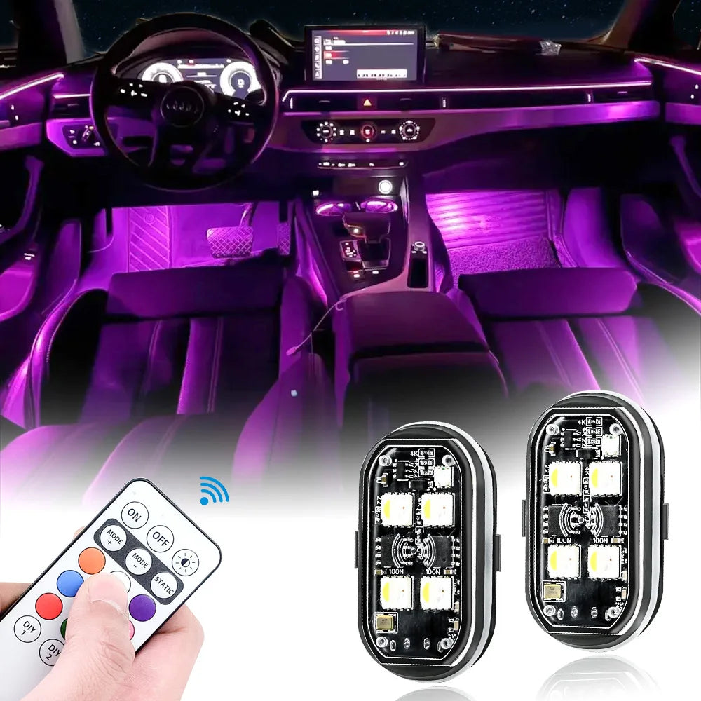 Wireless Rechargeable LED Strobe Warning Lights — 8 Colour, Anti-Collision (2 / 4 Pack)