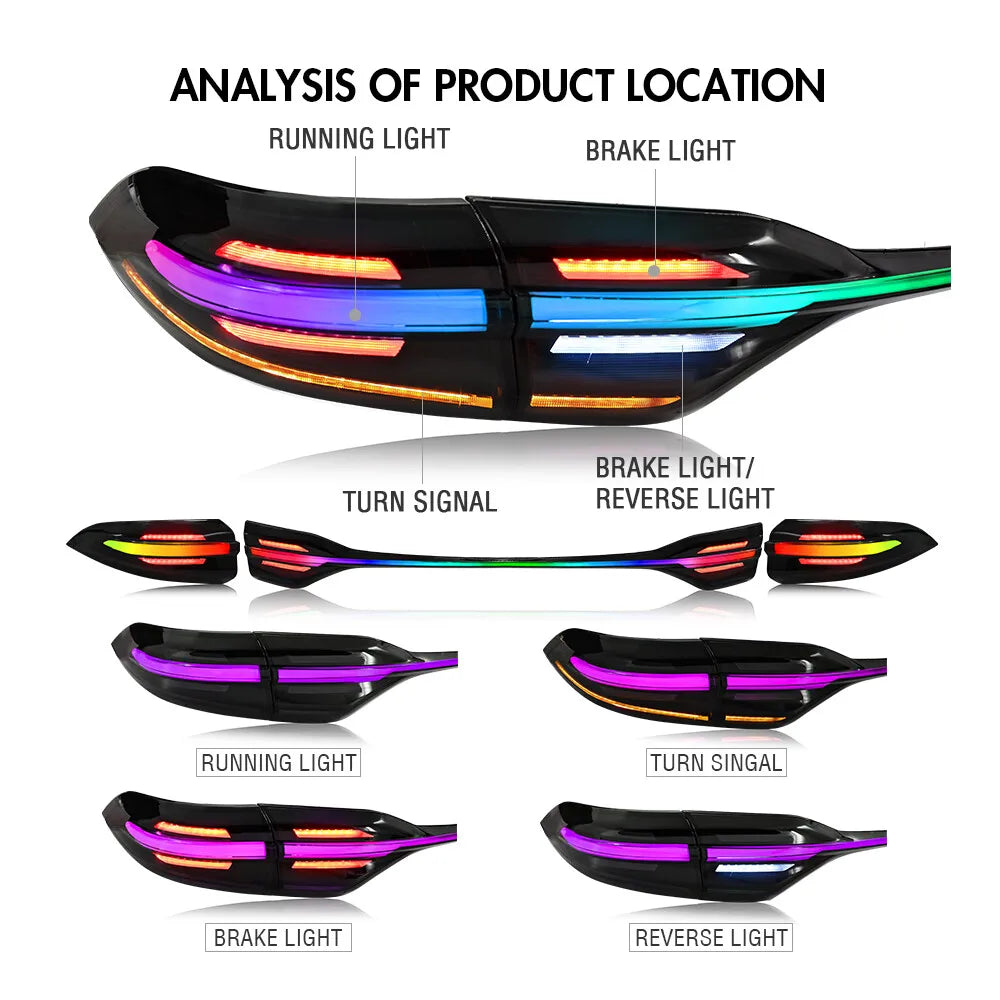 Pair RGB LED Tail Light  Center Trunk Lamp For Toyota Corolla 2020-2024 Lamps Car Headlight Accessories