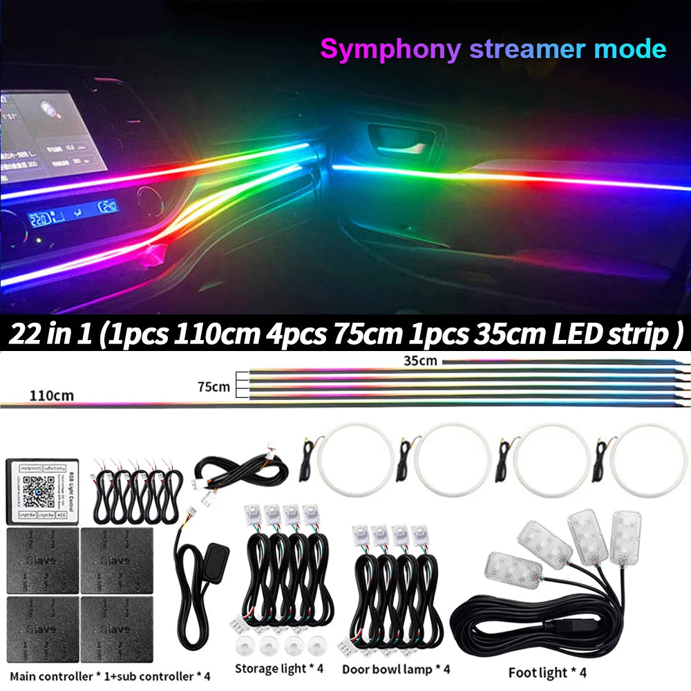 6/10/14/18 in 1 Led Car Ambient Lights RGB