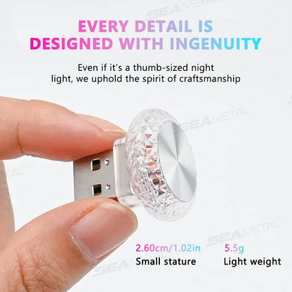 Portable USB Mini LED Car Ambient Atmosphere Lamp — Plug &amp; Play Interior Light