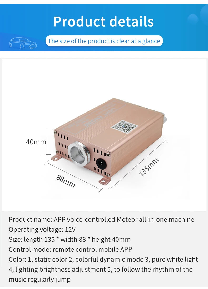 Car Starry Sky Ceiling Modified Flashing Starry Sky Double-Headed Voice-Controlled Rgbw Full-Color Breathing Ceiling Atmosphere Starry Sky Light with White Light