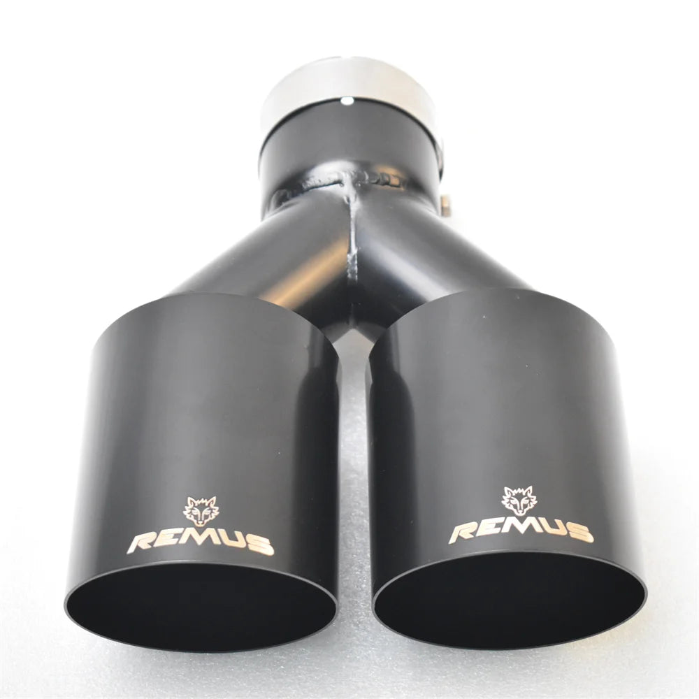 Stainless Steel BLACK Muffler Double Tube Exhaust Tail Pipe