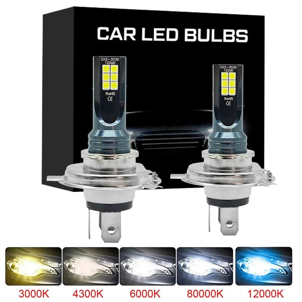 LED Headlight &amp; Fog Light Bulbs — H1 H3 H4 H7 H8 H9 H10 H11 9005 9006, 12000LM 80W 12V (Pair)