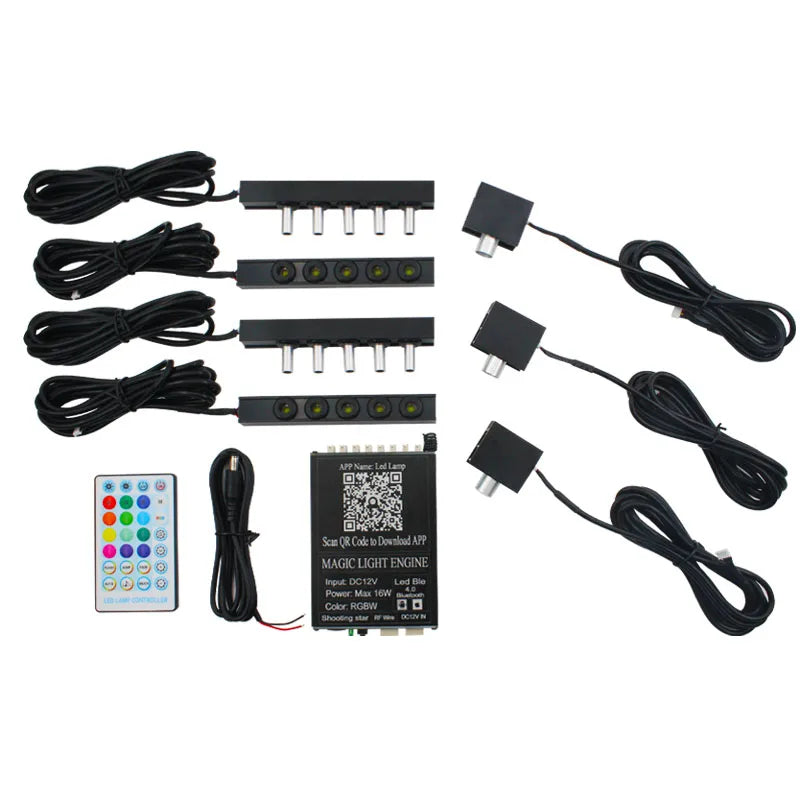 Starry sky roof for car, modified starry sky light with Bluetooth remote control, rgbw gypsophila, meteor kit, 12v