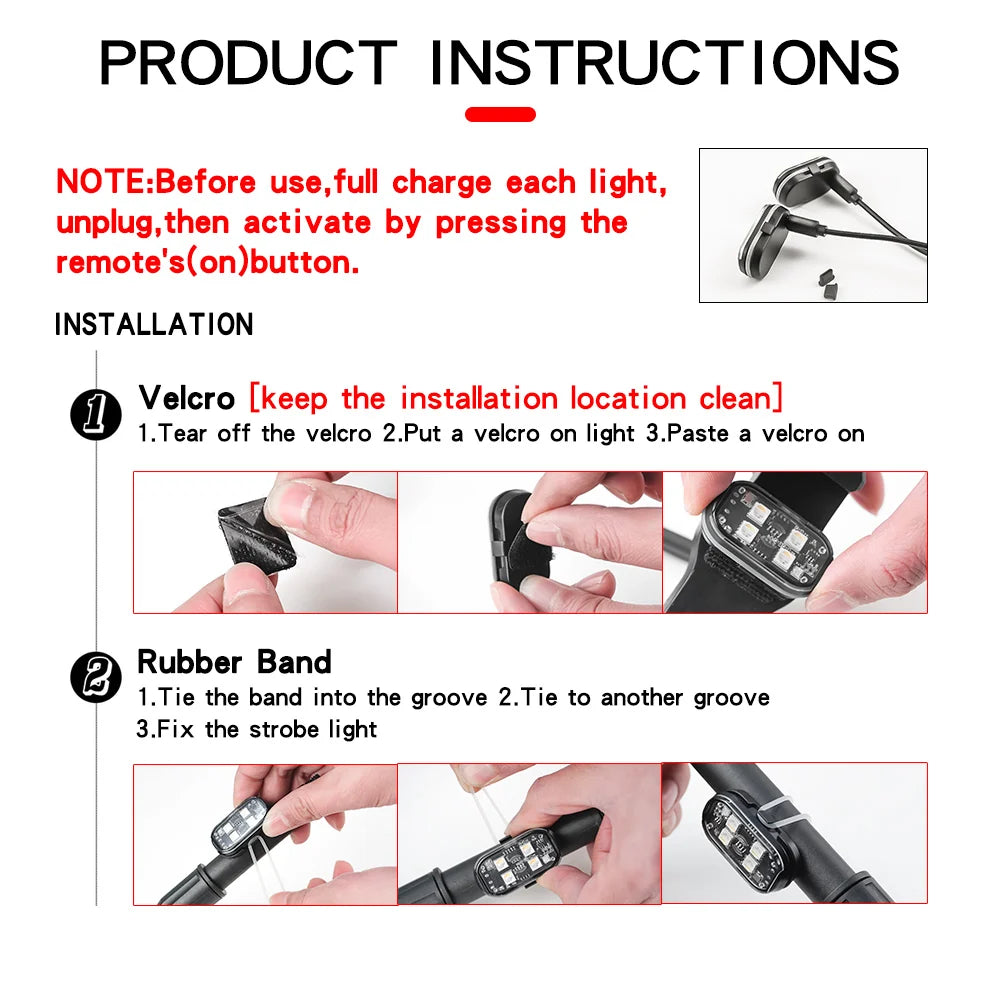 Wireless Rechargeable LED Strobe Warning Lights — 8 Colour, Anti-Collision (2 / 4 Pack)