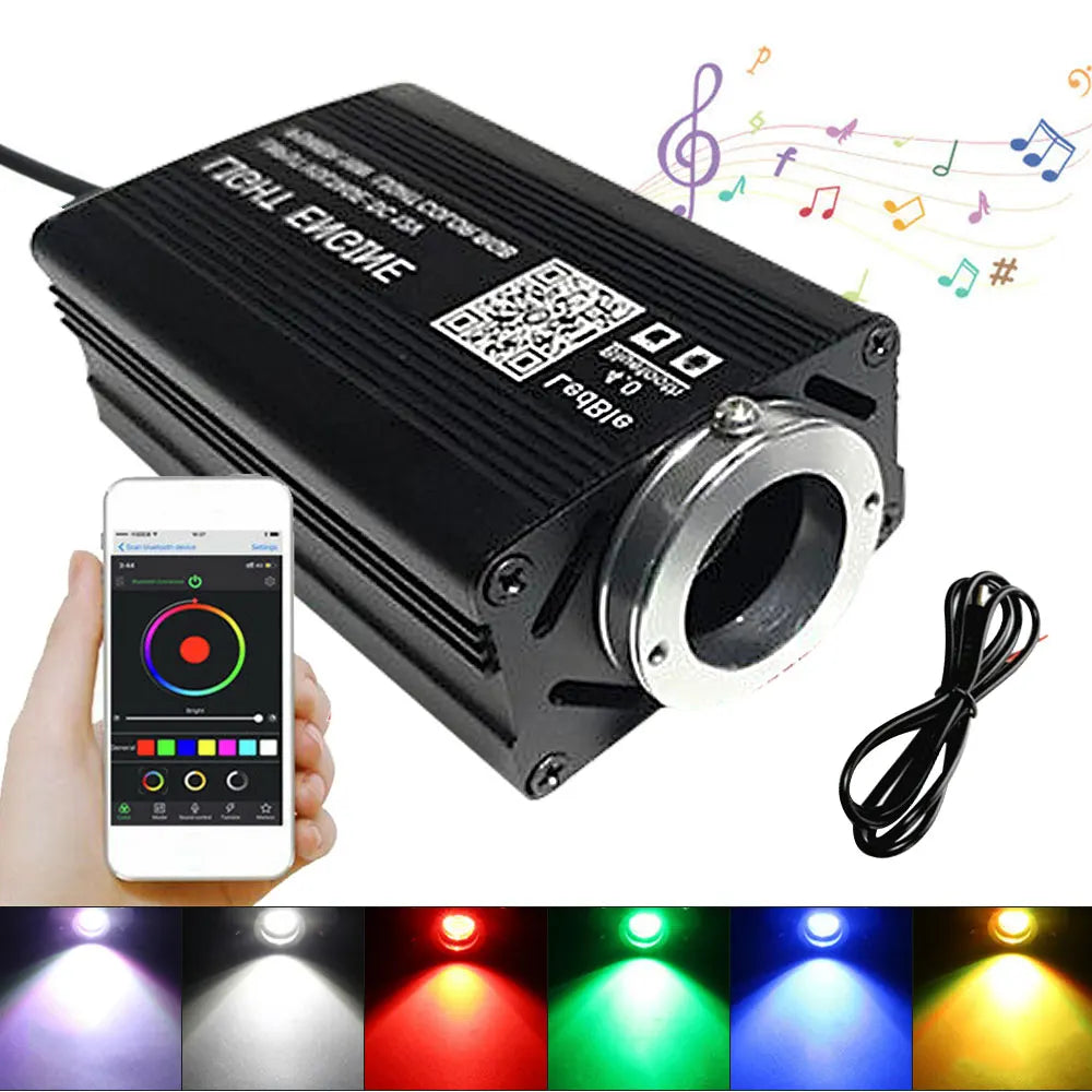 Car Starry Sky Fibre Optic Light — RGB 12W 8 Colour, Music &amp; Voice Control