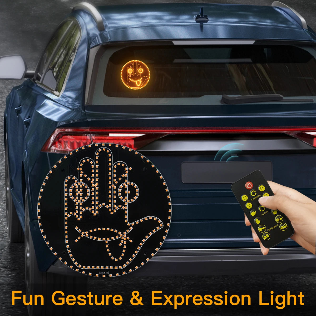 Car LED Gesture Expression Light — Remote Control Middle Finger / Palm Light