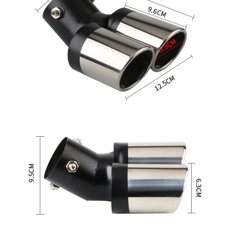 Chrome Tail Pipe Exhaust Stainless Steel Curved Double Outlet
