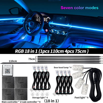6/10/14/18 in 1 Led Car Ambient Lights RGB