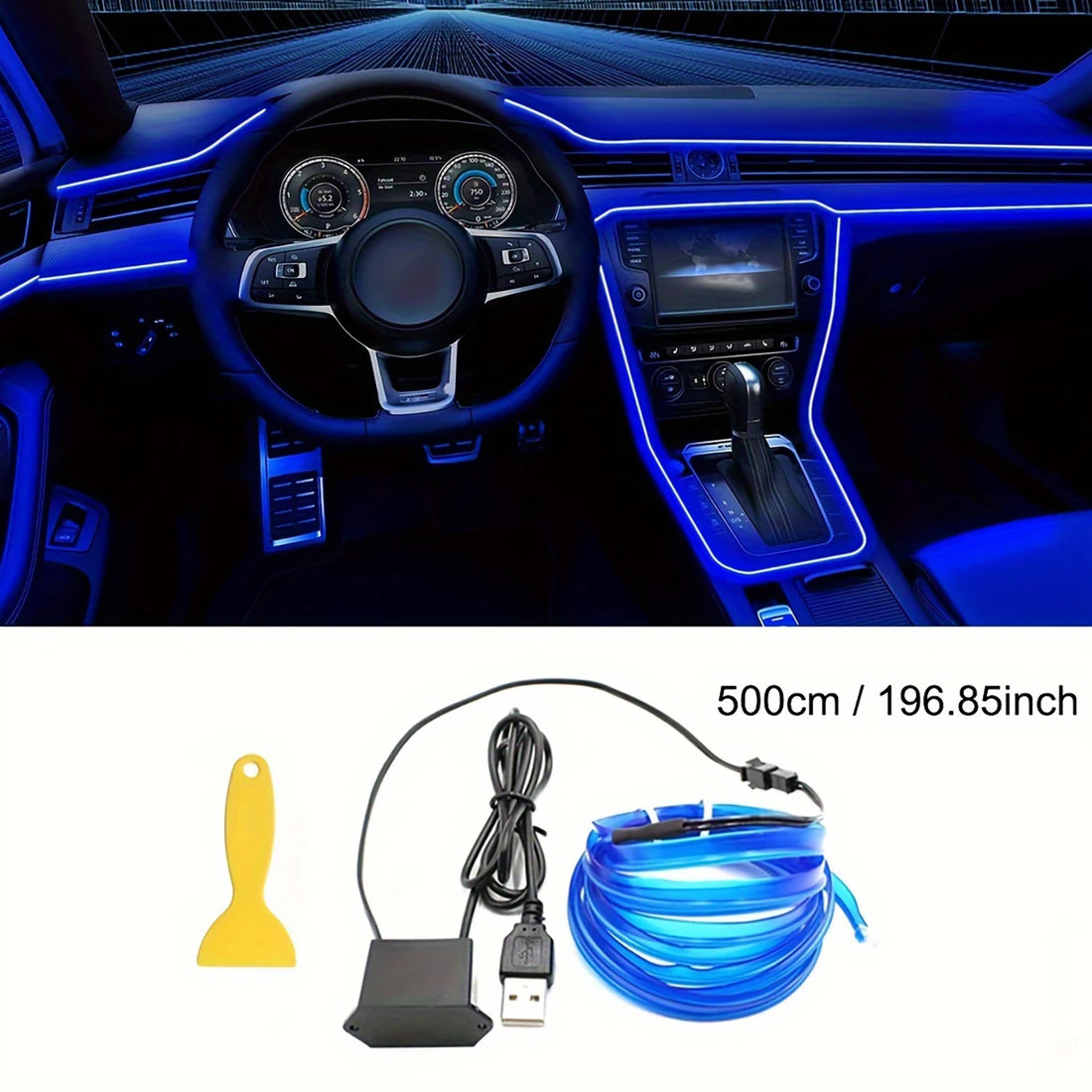 5m EL Wire Car Interior Ambient Light Strip — USB DIY Dashboard & Console