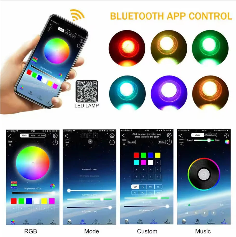 Starry sky roof for car, modified starry sky light with Bluetooth remote control, rgbw gypsophila, meteor kit, 12v