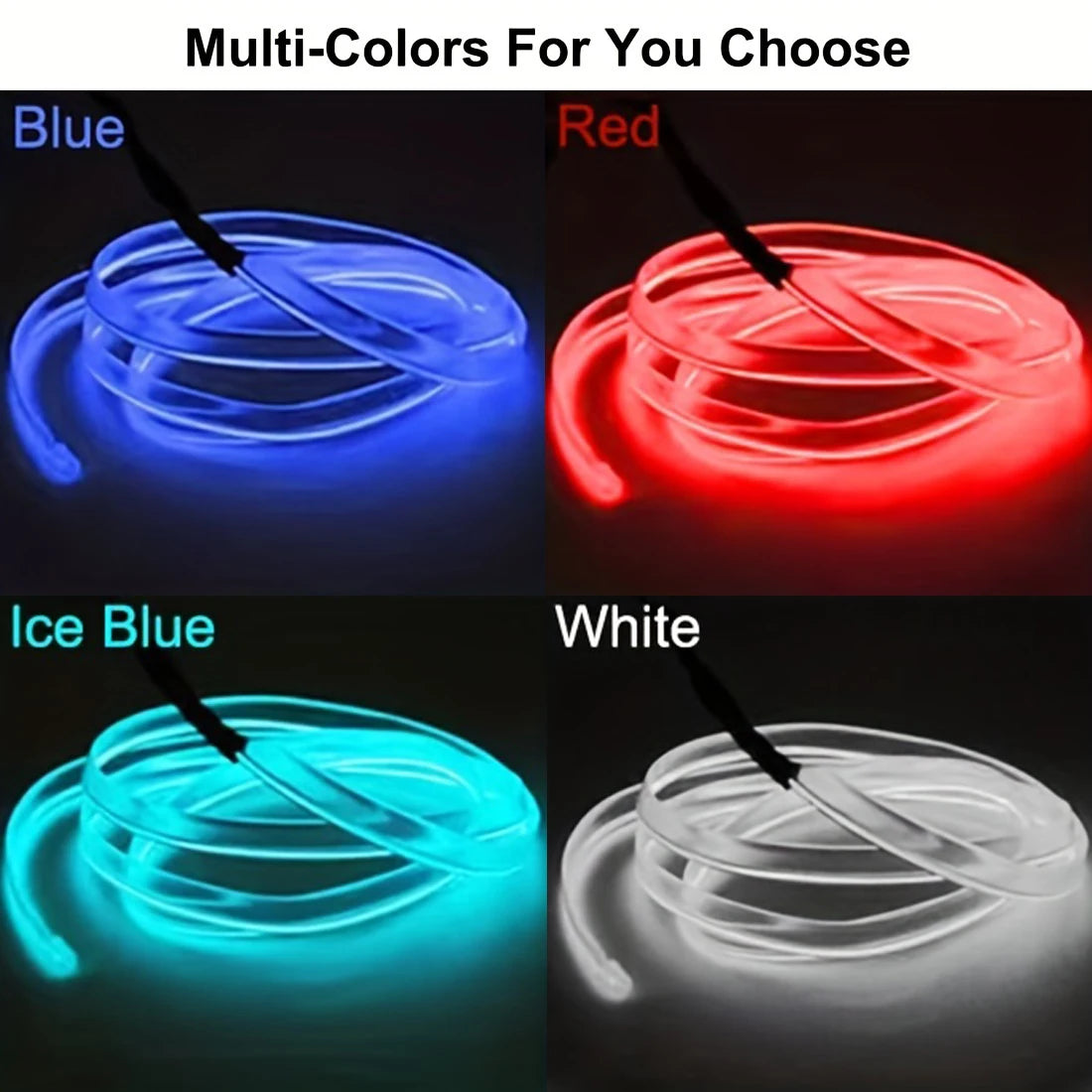 5m EL Wire Car Interior Ambient Light Strip — USB DIY Dashboard &amp; Console