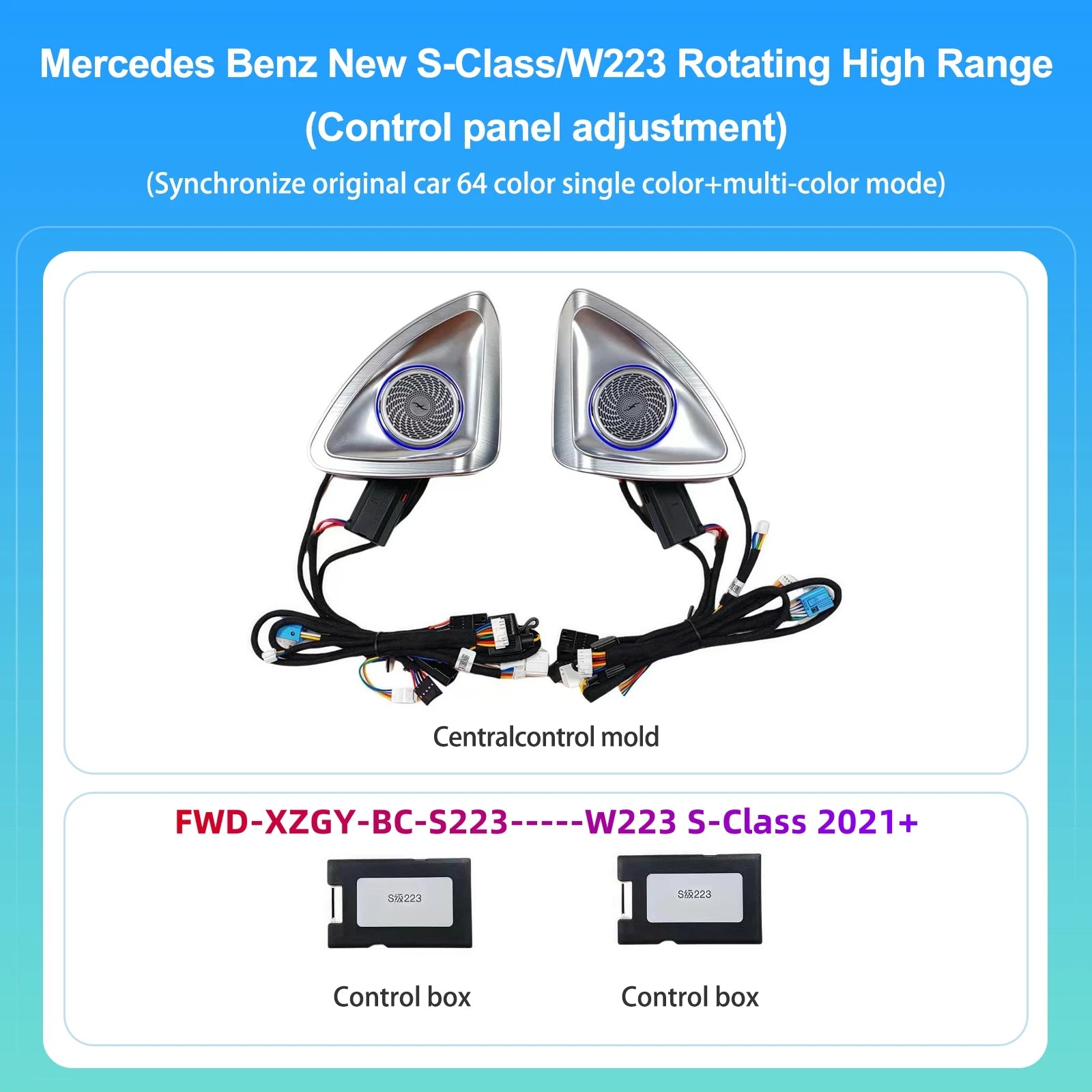 Mercedes-Benz 4D Rotating Tweeter Speaker — 64 Colour LED, W213 W205 X253 W222 W223 W206