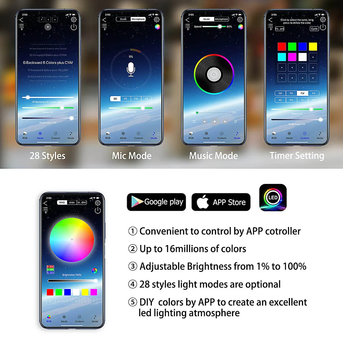 Car &amp; Motorcycle Underglow Neon RGB LED Atmosphere Light Strip — Customisable Flashing