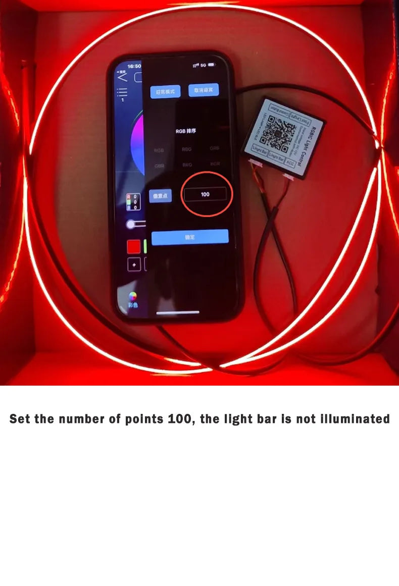 Led Car Ambient Lights RGB Symphony Streamer Bluetooth Rainbow Acrylic Strips