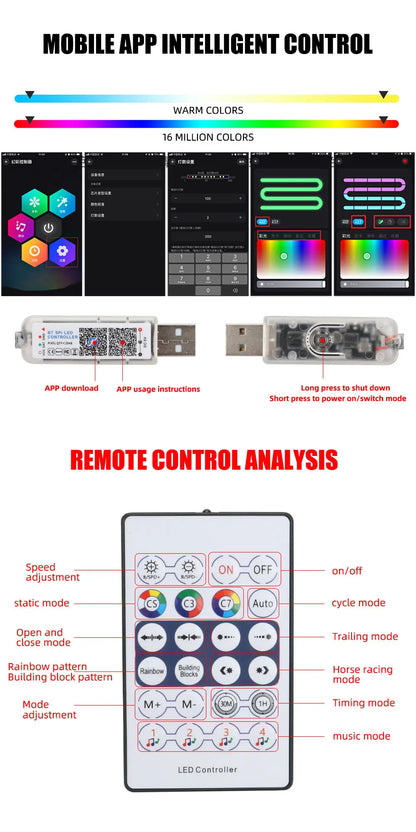 18-in-1 Symphony RGB LED Car Ambient Light Kit — App Control Acrylic Strip