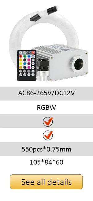 20W RGBW Double Head Car Starry Sky Music Control Car Roof Star Fiber Optic Star Ceiling kit Smart APP Twinkle Fiber Optic Light