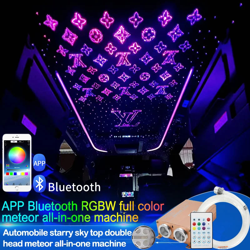 Car Starry Sky Ceiling Modified Flashing Starry Sky Double-Headed Voice-Controlled Rgbw Full-Color Breathing Ceiling Atmosphere Starry Sky Light with White Light