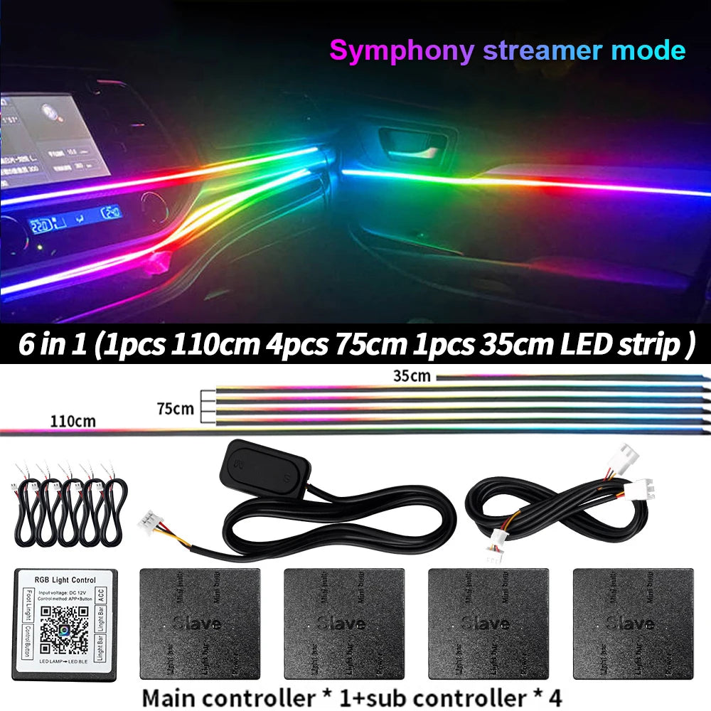 6/10/14/18 in 1 Led Car Ambient Lights RGB