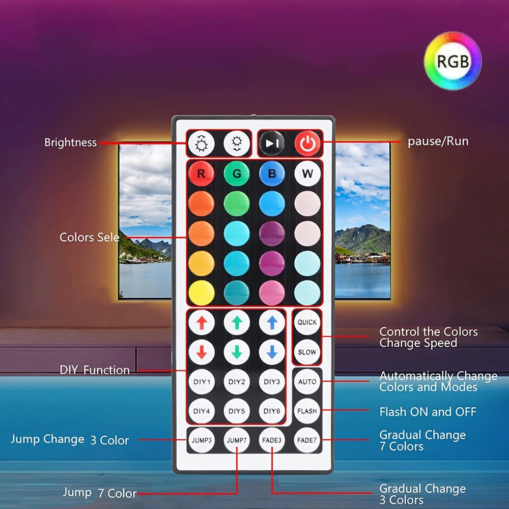 USB RGB LED Strip Light — App / IR / Bluetooth Control, TV Backlight &amp; Home Ambient
