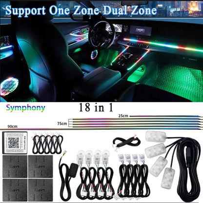 14 / 18-in-1 RGB Acrylic Car Ambient Light Kit — 64 / 213 Colour Symphony Streamer, App Control