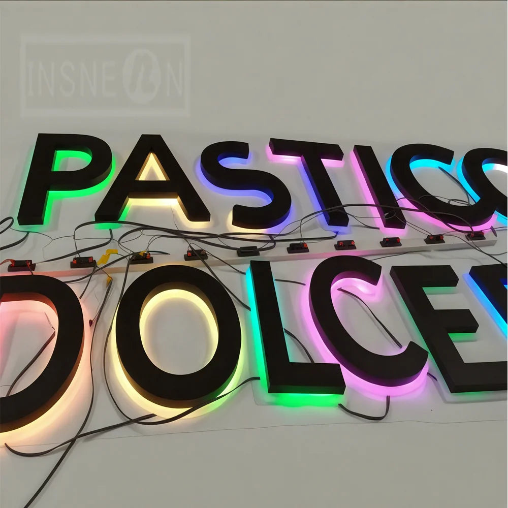 Custom RGB Metal LED Sign Wall Logo Luminous Letter Outdoor Company Store Light Signboard,Business 3D Acrylic Signage Decoration
