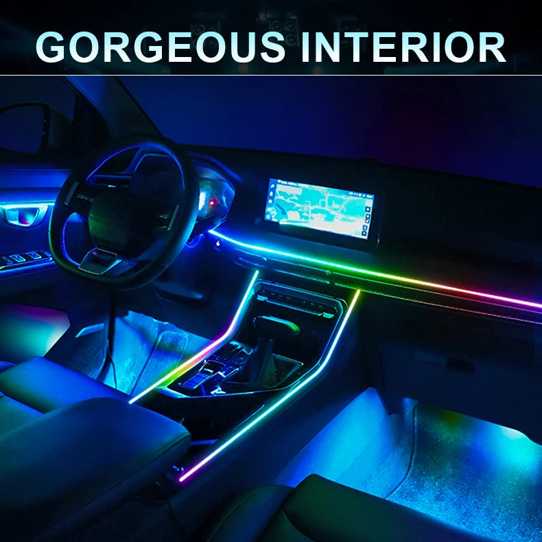 Led Car Ambient Lights RGB Symphony Streamer Bluetooth Rainbow Acrylic Strips