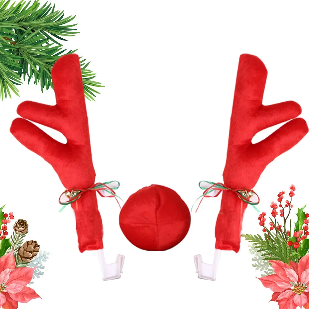 Christmas Car Decoration Kit — Reindeer Antlers &amp; Nose
