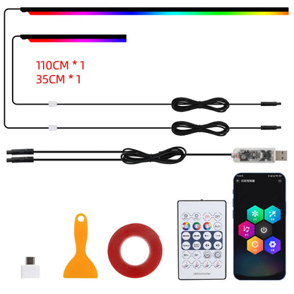 18-in-1 Symphony RGB LED Car Ambient Light Kit — App Control Acrylic Strip