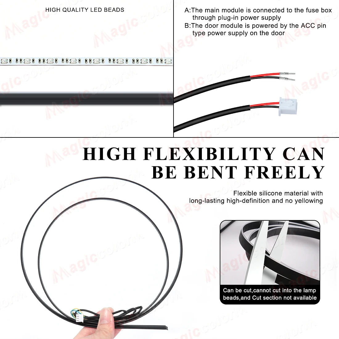 18-in-1 RGB Symphony Streamer Car Ambient Light — 213 / 64 Colour Bluetooth Acrylic Kit